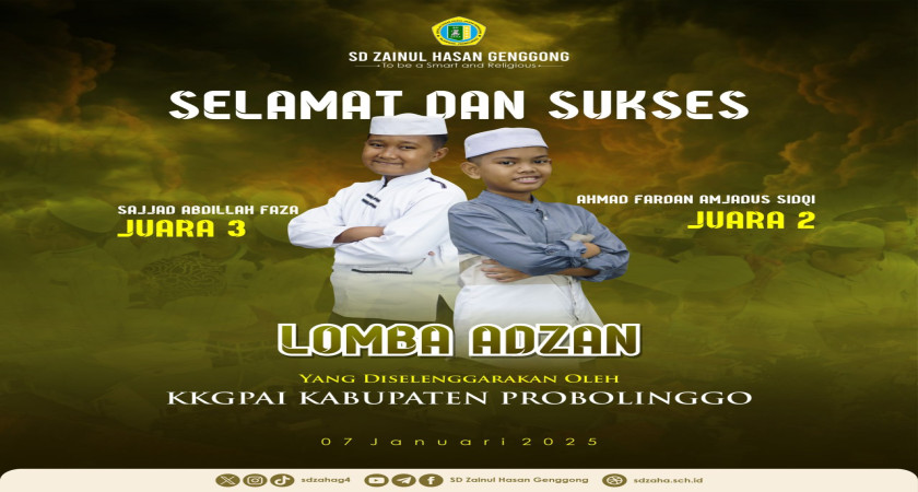 SANTRI SD ZAHA RAIH PRESTASI DI LOMBA ADZAN