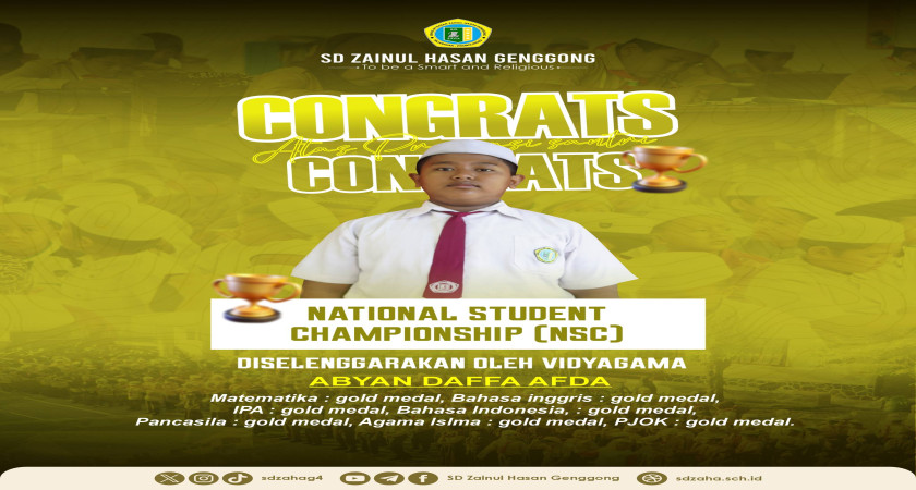 SD ZAHA ABYAN RAIH GOLD MEDAL  DI LOMBA NASIONAL VIDYAGAMA