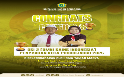 SD ZAHA RAIH JUARA 2 DAN 3 PADA KOMPETISI OMNI SAINS INDONESIA TINGKAT KOTA PROBOLINGGO
